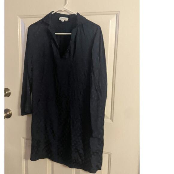 Haven Well Within Navy Blue Viscose Dress, Medium, V Neck, Abstract Dot Design - Picture 1 of 10